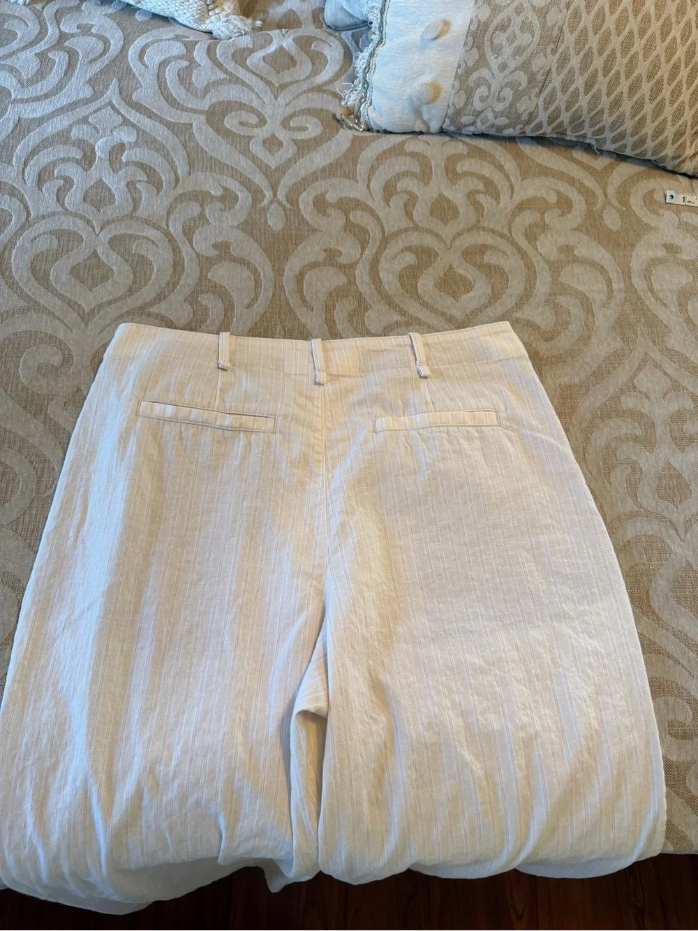 Banana Republic High Rise Wide Leg Linen Blend Crop Pants Natural Cream 12